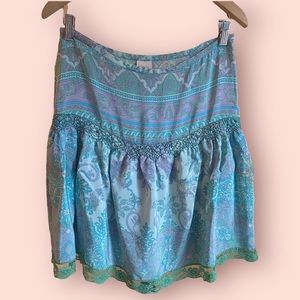 Plenty by Tracy Reese Blue Silk Paisley Skirt, Sz 8